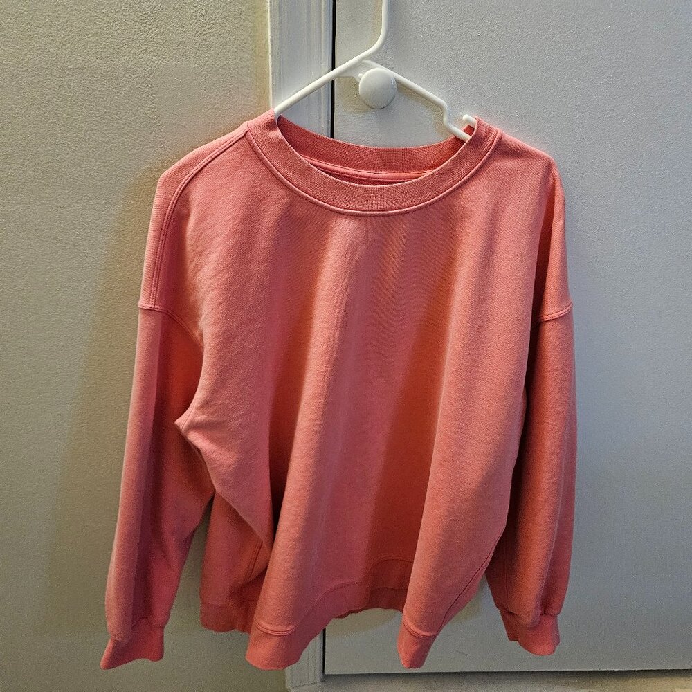 Lululemon Pink Crew Neck Terry Cotton Sweatshirt Large ? 10 /12 ? Casual Relaxed